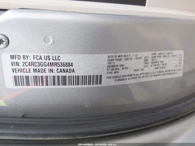 Chrysler Pacifica Limited Awd 2021 2C4RC3GG4MR536884 Image 9