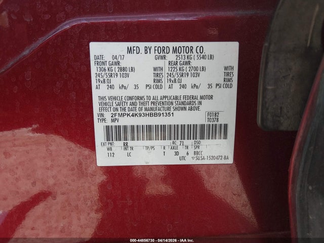 Ford Edge Titanium 2017 2FMPK4K93HBB91351 Image 9