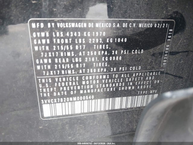 2022 VOLKSWAGEN TAOS 3VVCX7B20NM000540 Photo 8