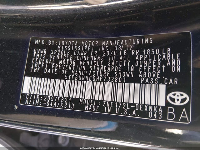 2017 TOYOTA COROLLA 5YFBURHE0HP733801 Photo 8