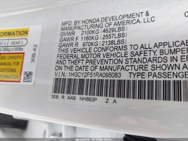 1HGCY2F51RA095083 Honda Accord Hybrid Sport