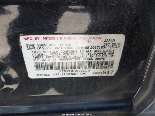 Продаж на аукціоні авто 2011 Mitsubishi Lancer Es, vin: JA32U2FU1BU028113, номер лоту: 44856791