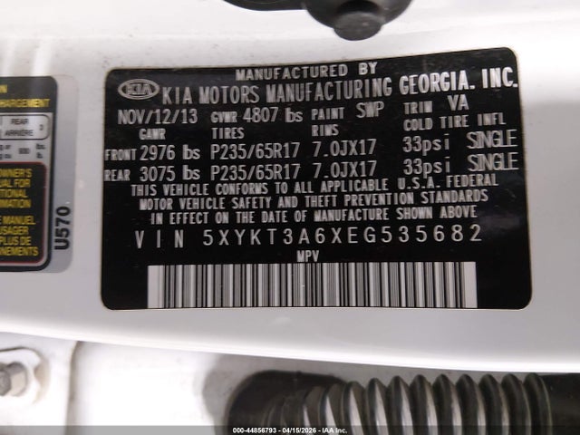 KIA SORENTO LX 2014 5XYKT3A6XEG535682 Image 9