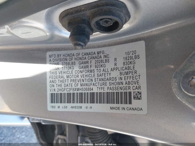 Honda Civic Sport 2021 2HGFC2F8XMH506884 Image 9