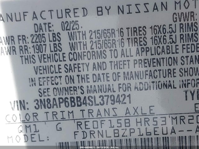 Nissan Kicks S Intelligent Awd 2025 3N8AP6BB4SL379421 Image 9