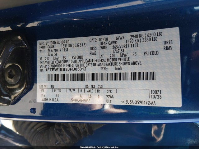 2018 FORD F-150 1FTEW1EB3JFD05012 Photo 8