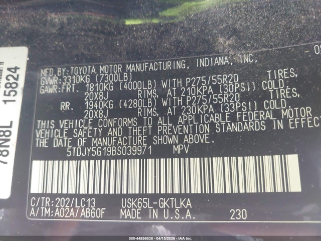 2011 TOYOTA SEQUOIA 5TDJY5G19BS039971 Photo 8