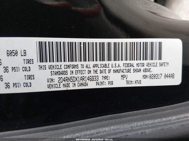 Продажа на аукционе авто 2010 Dodge Grand Caravan Sxt, vin: 2D4RN5DX1AR146933, номер лота: 44856839