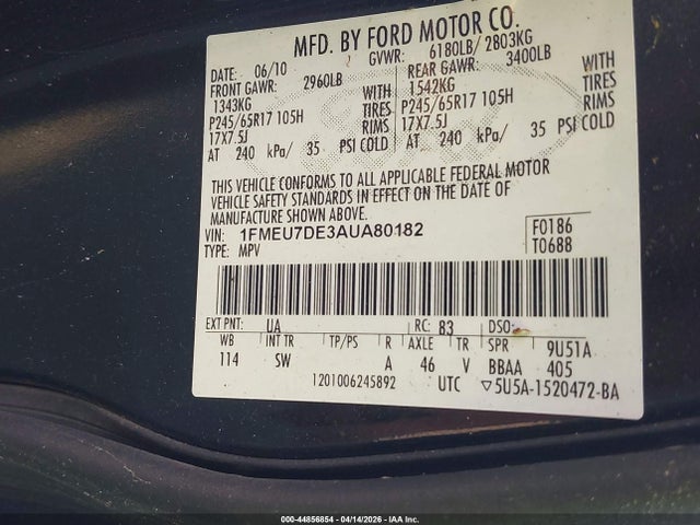 2010 FORD EXPLORER 1FMEU7DE3AUA80182 Photo 8