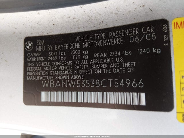 2008 BMW 550I WBANW53538CT54966 Photo 8