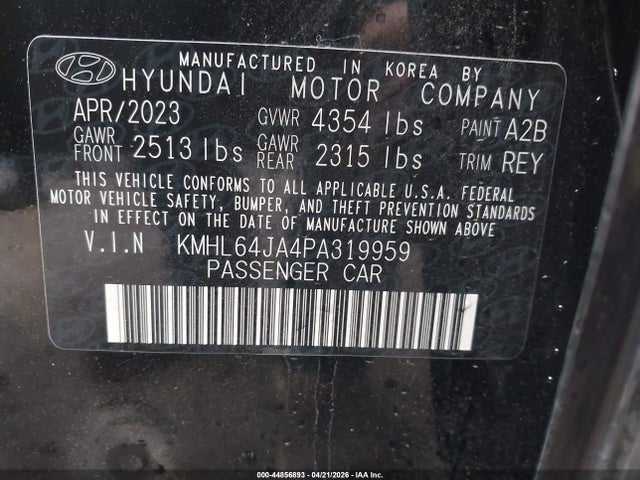 Aukcja sprzedaży 2023 Hyundai Sonata Sel, vin: KMHL64JA4PA319959, numer aukcji: 44856893
