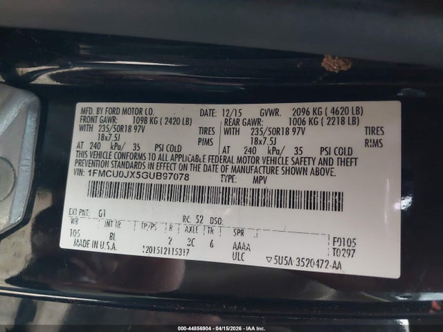 1FMCU0JX5GUB97078 Ford Escape Titanium
