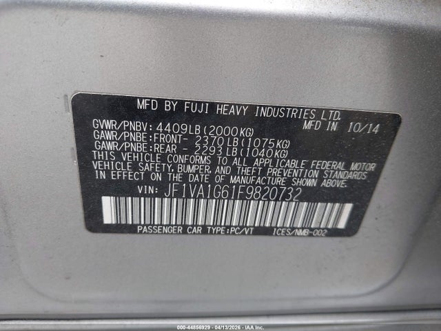 2015 SUBARU WRX JF1VA1G61F9820732 Photo 8