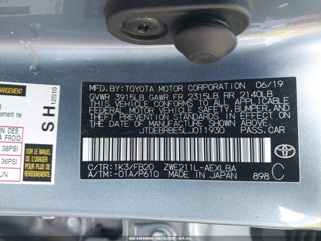 JTDEBRBE5LJ011930 Toyota Corolla Hybrid Le