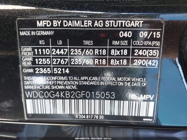 Продажа на аукционе авто 2016 Mercedes-benz Glc 300 4matic, vin: WDC0G4KB2GF015053, номер лота: 44857014