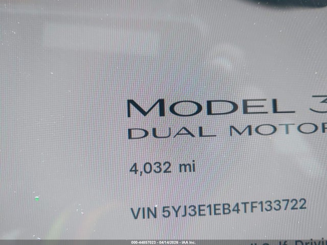 Продажа на аукционе авто 2026 Tesla Model 3 Premium All-wheel Drive, vin: 5YJ3E1EB4TF133722, номер лота: 44857023