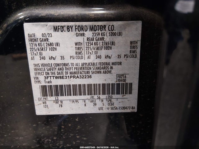 3FTTW8E31PRA32236 Ford Maverick Xlt