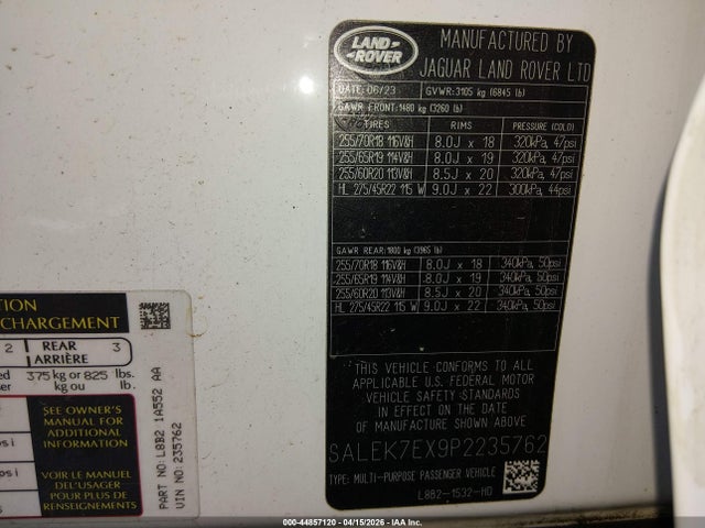SALEK7EX9P2235762 Land Rover Defender 110 Standard