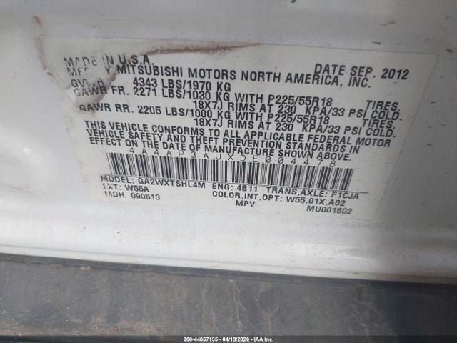 2013 MITSUBISHI OUTLANDER SPORT 4A4AP3AUXDE004478 Photo 8