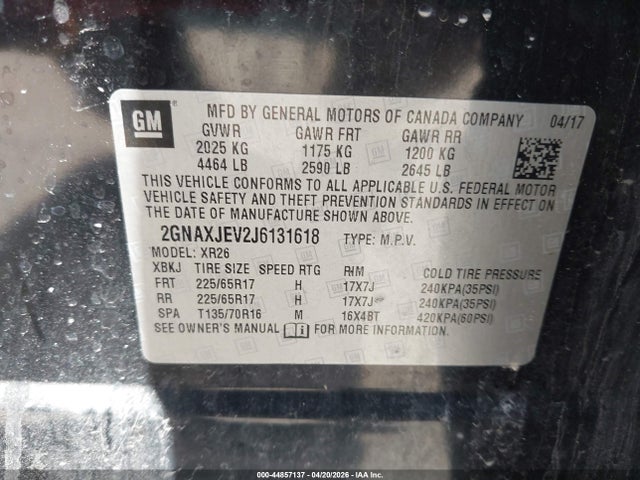Chevrolet EQUINOX LT 2018 2GNAXJEV2J6131618 Image 9