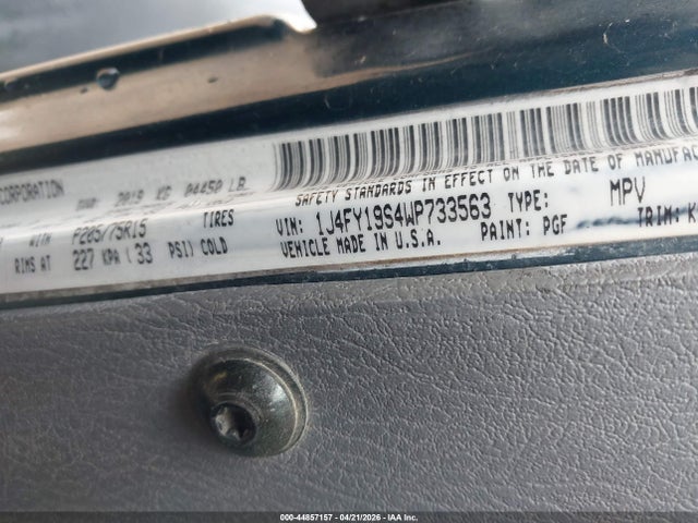 1998 Jeep Wrangler Sport მანქანა იყიდება აუქციონზე, vin: 1J4FY19S4WP733563, აუქციონის ნომერი: 44857157