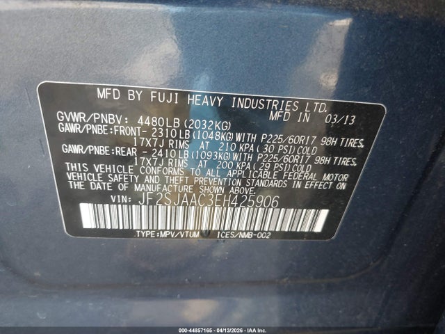 Продаж на аукціоні авто 2014 Subaru Forester 2.5i, vin: JF2SJAAC3EH425906, номер лоту: 44857165