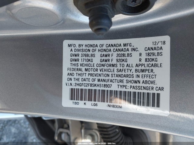 Honda Civic Sport 2019 2HGFC2F85KH518907 Image 9