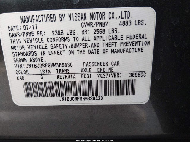 JN1BJ0RP9HM389430 Infiniti QX50
