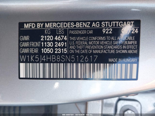 W1K5J4HB8SN512617 Mercedes-Benz Cla 250 Coupe 4matic