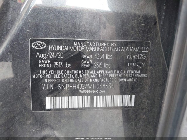 Aukcja sprzedaży 2021 Hyundai Sonata Limited, vin: 5NPEH4J27MH068634, numer aukcji: 44857203