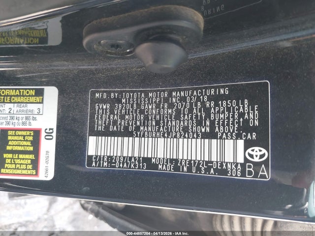 Toyota Corolla Xle 2018 5YFBURHE4JP824043 Image 9