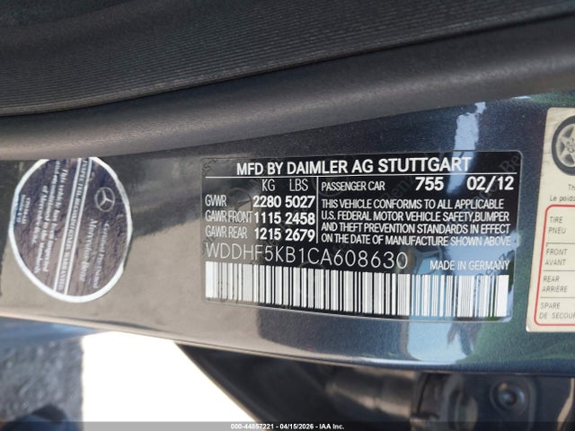 Aukcja sprzedaży 2012 Mercedes-benz E 350, vin: WDDHF5KB1CA608630, numer aukcji: 44857221