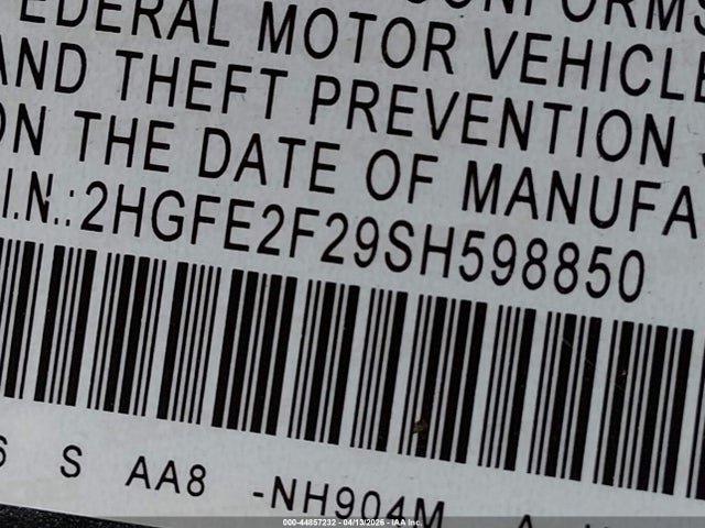 2025 HONDA CIVIC 2HGFE2F29SH598850 Photo 8