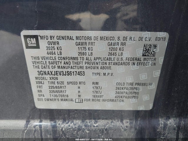 Chevrolet EQUINOX LT 2018 3GNAXJEV3JS617453 Image 9