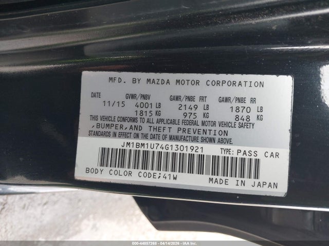 JM1BM1U74G1301921 Mazda Mazda3 I Sport