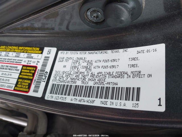5TFCZ5AN5GX015508 Toyota Tacoma Trd Sport
