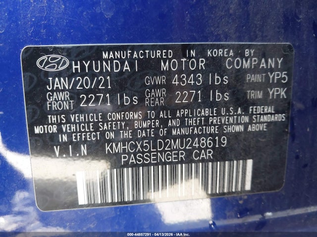 KMHCX5LD2MU248619 Hyundai Ioniq Plug-in Hybrid Limited