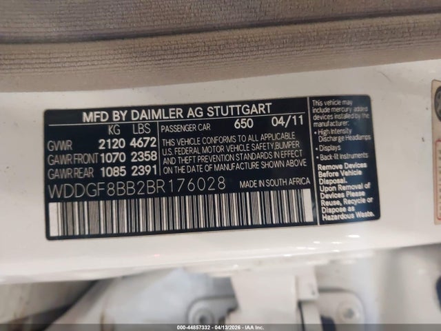 Продаж на аукціоні авто 2011 Mercedes-benz C 300 Sport 4matic, vin: WDDGF8BB2BR176028, номер лоту: 44857332