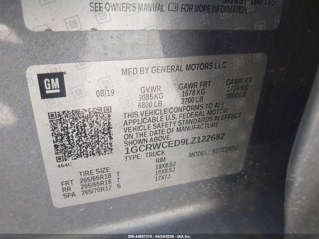 1GCRWCED9LZ122682 Chevrolet Silverado 1500 2wd Standard Bed Lt