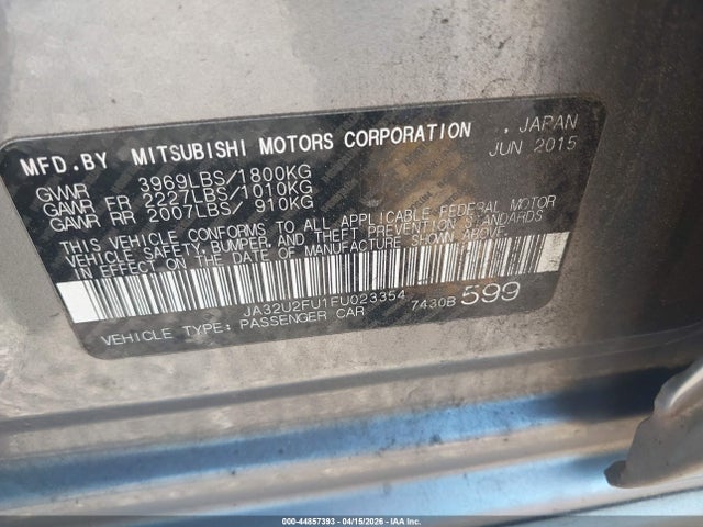 Продаж на аукціоні авто 2015 Mitsubishi Lancer Es, vin: JA32U2FU1FU023354, номер лоту: 44857393