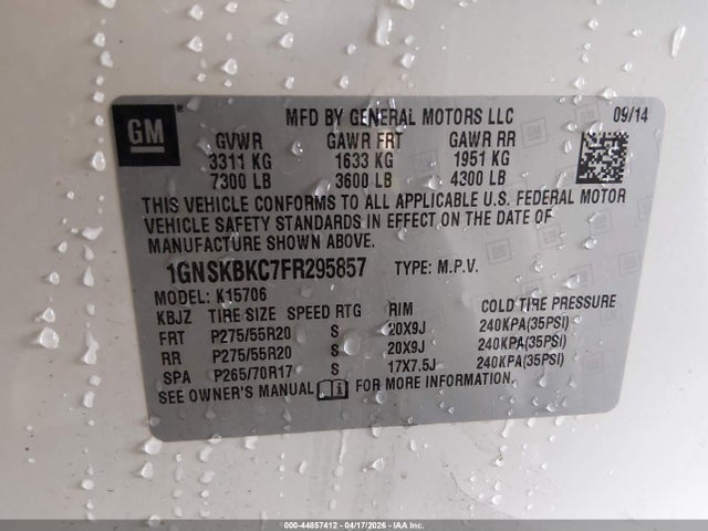 Chevrolet Tahoe Lt 2015 1GNSKBKC7FR295857 Image 9