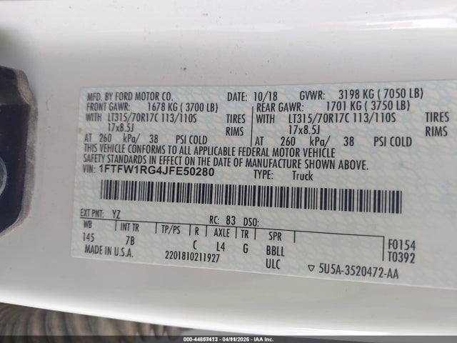 2018 FORD F-150 1FTFW1RG4JFE50280 Photo 8