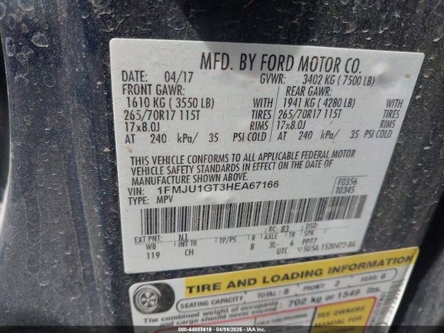 1FMJU1GT3HEA67166 Ford Expedition Xl