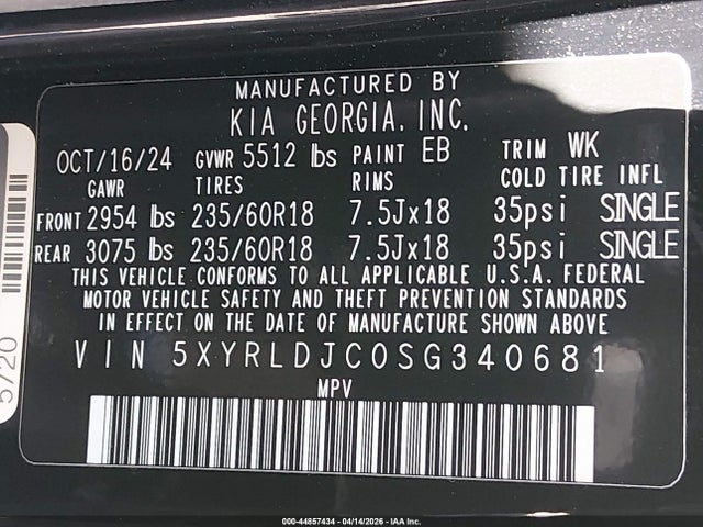 5XYRLDJC0SG340681 KIA SORENTO S