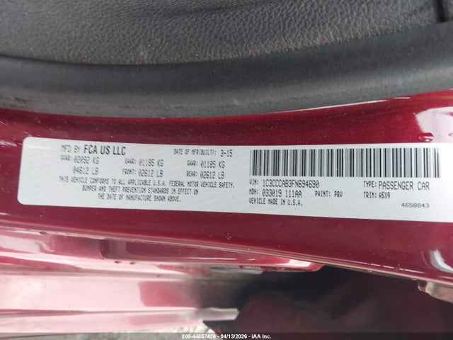 44857436 :رقم المزاد ، 1C3CCCAB3FN694690 vin ، 2015 Chrysler 200 Limited مزاد بيع