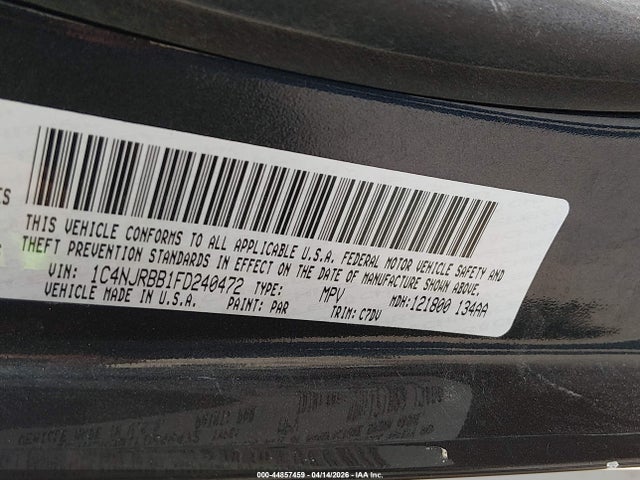 Aukcja sprzedaży 2015 Jeep Patriot Sport, vin: 1C4NJRBB1FD240472, numer aukcji: 44857459