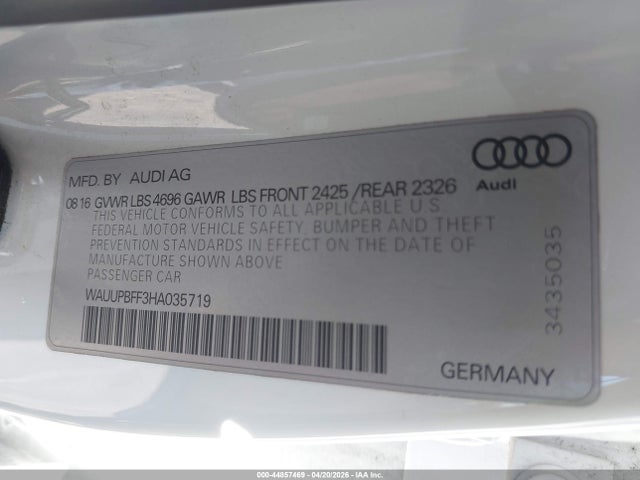 WAUUPBFF3HA035719 Audi A3 E-tron 1.4t Premium