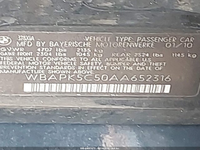 Продажа на аукционе авто 2010 Bmw 328i Xdrive, vin: WBAPK5C50AA652316, номер лота: 44857473