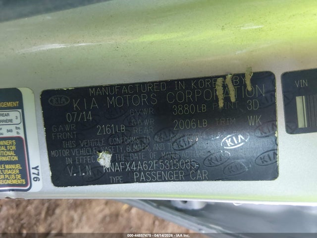 Продаж на аукціоні авто 2015 Kia Forte Lx, vin: KNAFX4A62F5315035, номер лоту: 44857475