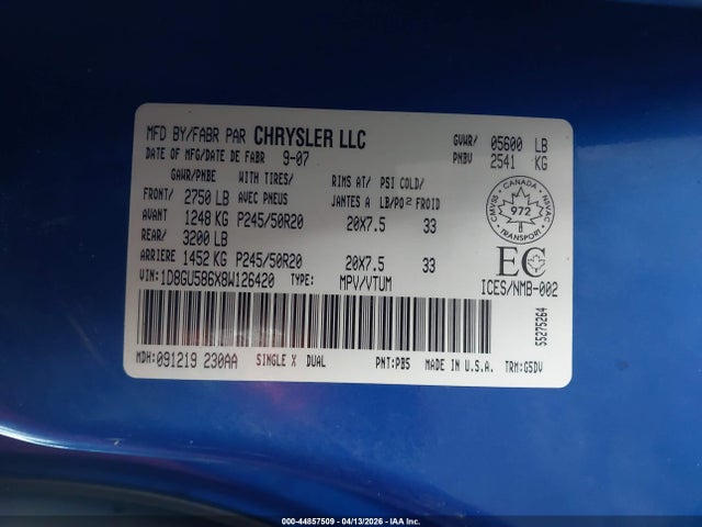 Auction sale of the 2008 Dodge Nitro Slt/rt, vin: 1D8GU586X8W126420, lot number: 44857509